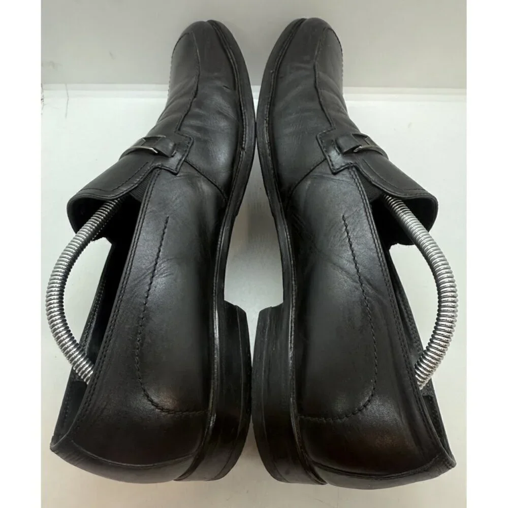 Hugo Boss Men's 10.5 Dikko Black Leather Dress Loafers Horsebit Logo 50200774